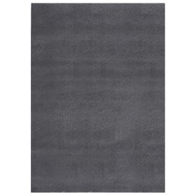 Washable Rug Fluffy Short Pile 63"x90.6" Anti Slip Anthracite