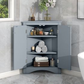 Blue Triangle Bathroom Storage Cabinet with Adjustable Shelves, Freestanding Floor Cabinet for Home Kitchen