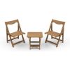 HIPS Material Outdoor Bistro Set Foldable Small Table and Chair Set with 2 Chairs and Rectangular Table, Teak