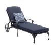 Chaise Lounge Outdoor Chair with Navy Blue Cushions, Aluminum Pool Side Sun Lounges with Wheels Adjustable Reclining, Patio Furniture Set