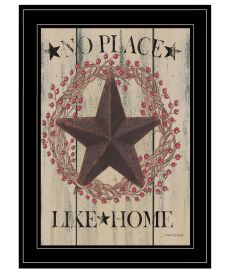 "No Place Like Home Wreath" by Linda Spivey, Ready to Hang Framed Print, Black Frame