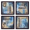 "Yoga Collection " 4-Piece Vignette By Debbie DeWitt, Printed Wall Art, Ready To Hang Framed Poster, Black Frame