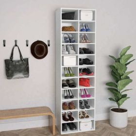 Shoe Cabinet White 21.3"x13.4"x72" Engineered Wood