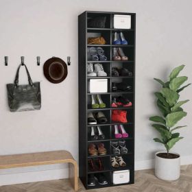 Shoe Cabinet Black 21.3"x13.4"x72" Engineered Wood