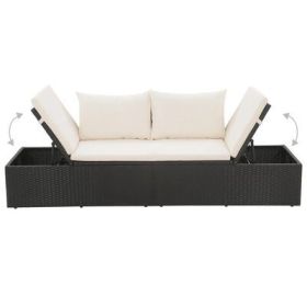 Patio Bed Black 76.8"x23.6" Poly Rattan