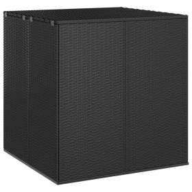 Patio Cushion Box PE Rattan Black