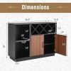 Industrial Sideboard Cabinet with Removable Wine Rack and Glass Holder