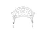 Patio Outdoor Bench, White Cast-Aluminum Garden Benches Metal Loveseat Outdoor Furniture for Park Lawn Front Porch