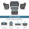 5-piece Outdoor UV-Resistant Patio Sofa Set with Storage Bench All Weather PE Wicker Furniture Coversation Set with Glass Table, Gray