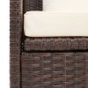 Patio Bed with Cushion & Pillows Poly Rattan Brown