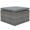 5-piece Outdoor UV-Resistant Patio Sofa Set with Storage Bench All Weather PE Wicker Furniture Coversation Set with Glass Table, Gray