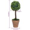 Artificial Boxwood Plants 2 pcs with Pots Ball Shaped Green 16.1"