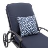 Chaise Lounge Outdoor Chair with Navy Blue Cushions, Aluminum Pool Side Sun Lounges with Wheels Adjustable Reclining, Patio Furniture Set