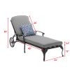 Chaise Lounge Outdoor Chair with Navy Blue Cushions, Aluminum Pool Side Sun Lounges with Wheels Adjustable Reclining, Patio Furniture Set