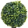 Artificial Boxwood Plants 2 pcs with Pots Ball Shaped Green 16.1"