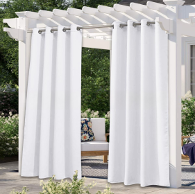 Solid Color Outdoor Waterproof And Sun Protection UV Protection High Precision Black Silk Shading Curtain (Option: White-132 × 274cm)