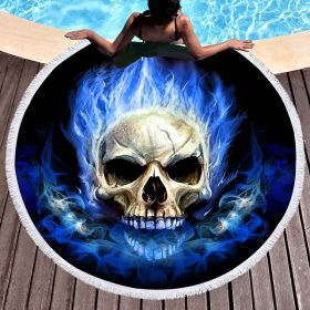 Scary Skull Round Beach Towel Fiber Picnic Mat (Option: F-150cmx150cm)