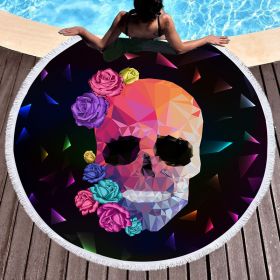 Scary Skull Round Beach Towel Fiber Picnic Mat (Option: A-150cmx150cm)