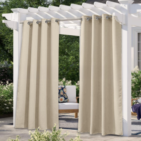 Solid Color Outdoor Waterproof And Sun Protection UV Protection High Precision Black Silk Shading Curtain (Option: Beige-132 × 241cm)