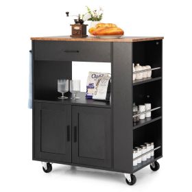 Rolling Storage Cabinet Kitchen Cart For Home And Bar Commercial Usage (Color: Black)