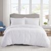 2 Piece Super Soft Microfiber White / Gray Duvet Cover Zipper Closure with 4 Corner Tabs