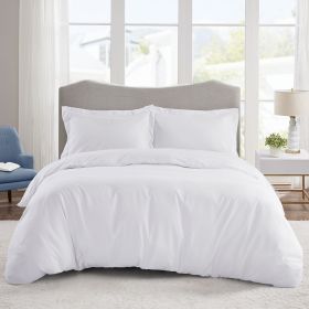 2 Piece Super Soft Microfiber White / Gray Duvet Cover Zipper Closure with 4 Corner Tabs (Color: White)