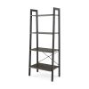 Industrial Style 4-Tier Bookshelf with Metal Frame