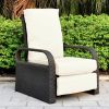 Outdoor Recliner Chair;  Automatic Adjustable Wicker Lounge Recliner Chair with 5.12'' Thicken Cushion