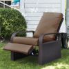 Outdoor Recliner Chair;  Automatic Adjustable Wicker Lounge Recliner Chair with 5.12'' Thicken Cushion