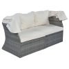 Outdoor Patio Furniture Set Daybed Sunbed with Retractable Canopy Conversation Set Wicker Furniture