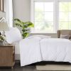 2 Piece Super Soft Microfiber White / Gray Duvet Cover Zipper Closure with 4 Corner Tabs