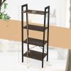 Industrial Style 4-Tier Bookshelf with Metal Frame