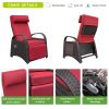 Outdoor Wicker Recliner with Flip Table;  Adjustable Push Back Rattan Reclining Lounge Chair with Footrest