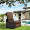 Outdoor Recliner Chair;  Automatic Adjustable Wicker Lounge Recliner Chair with 5.12'' Thicken Cushion