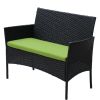 4 PC Rattan Patio Furniture Set Outdoor Patio Cushioned Seat Wicker Sofa