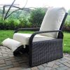 Outdoor Recliner Chair;  Automatic Adjustable Wicker Lounge Recliner Chair with 5.12'' Thicken Cushion