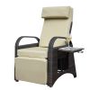 Outdoor Wicker Recliner with Flip Table;  Adjustable Push Back Rattan Reclining Lounge Chair with Footrest