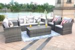 Direct Wicker Outdoor And Garden Patio Sofa Set 6PCS Reconfigurable Stylish And Modern Style With Seat Cushion