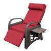 Outdoor Wicker Recliner with Flip Table;  Adjustable Push Back Rattan Reclining Lounge Chair with Footrest