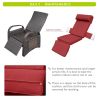 Outdoor Wicker Recliner with Flip Table;  Adjustable Push Back Rattan Reclining Lounge Chair with Footrest